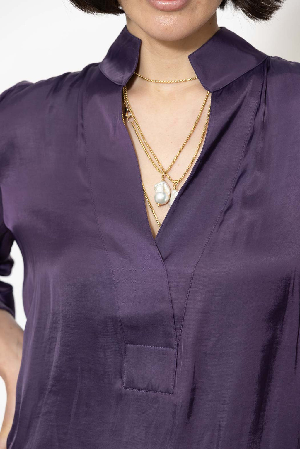 Plum Glow Rib Cuff Blogger Shirt