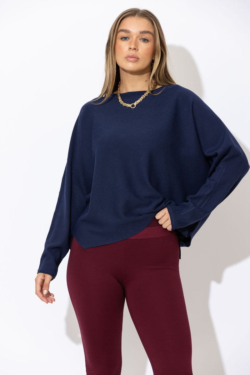 Navy Recycled Yarn Slouch