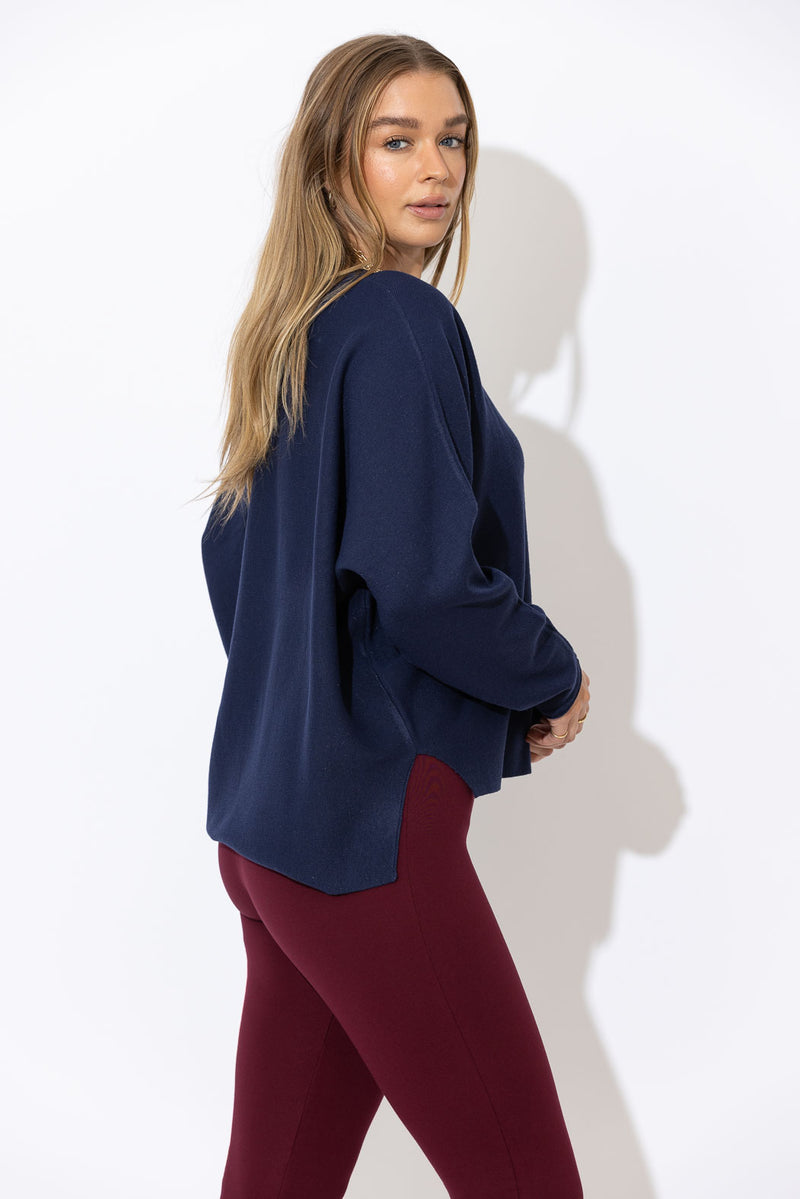 Navy Recycled Yarn Slouch
