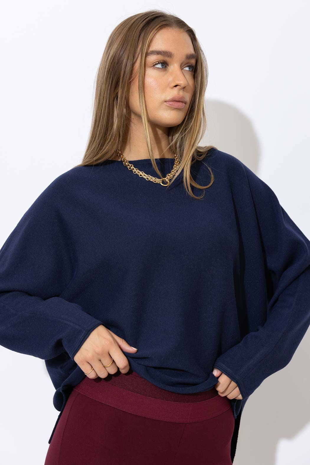 Navy Recycled Yarn Slouch