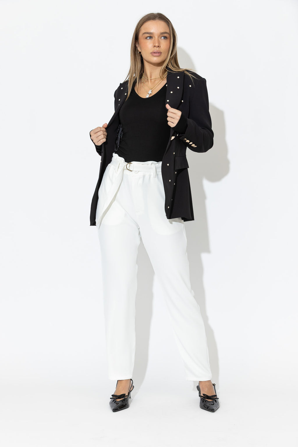 Ivory Euro Paperbag Pant