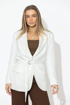 Ivory Euro Belted Boyfriend Blazer