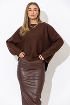 Chocolate Recycled Yarn Slouch Knit