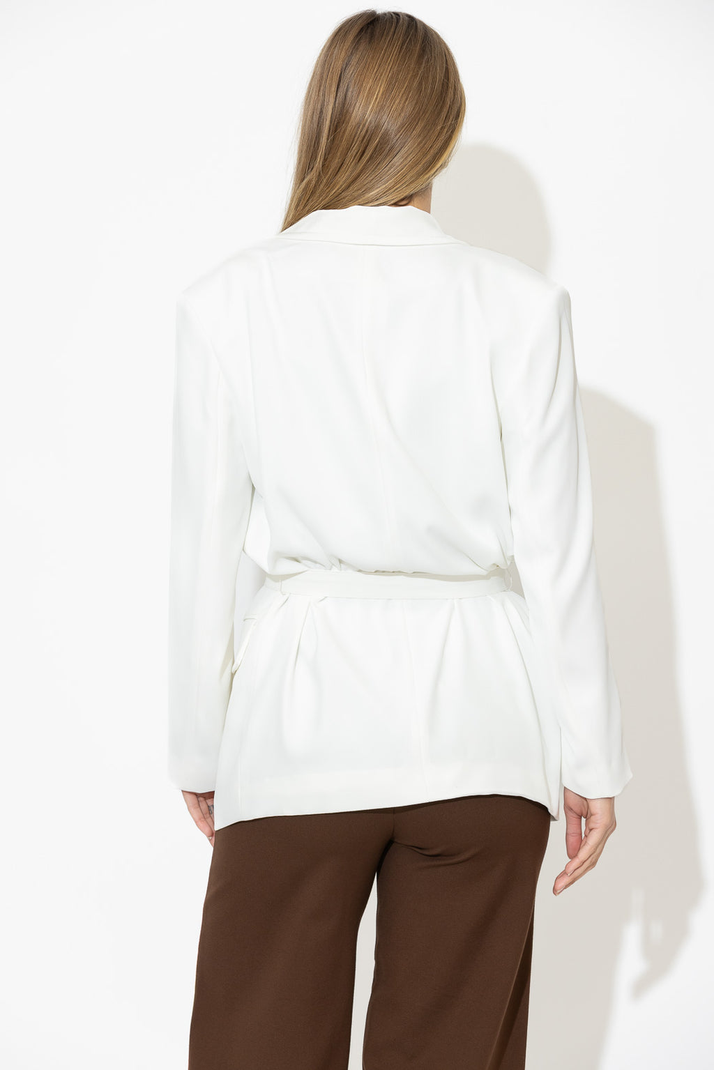 Ivory Euro Belted Boyfriend Blazer