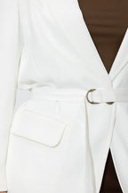 Ivory Euro Belted Boyfriend Blazer