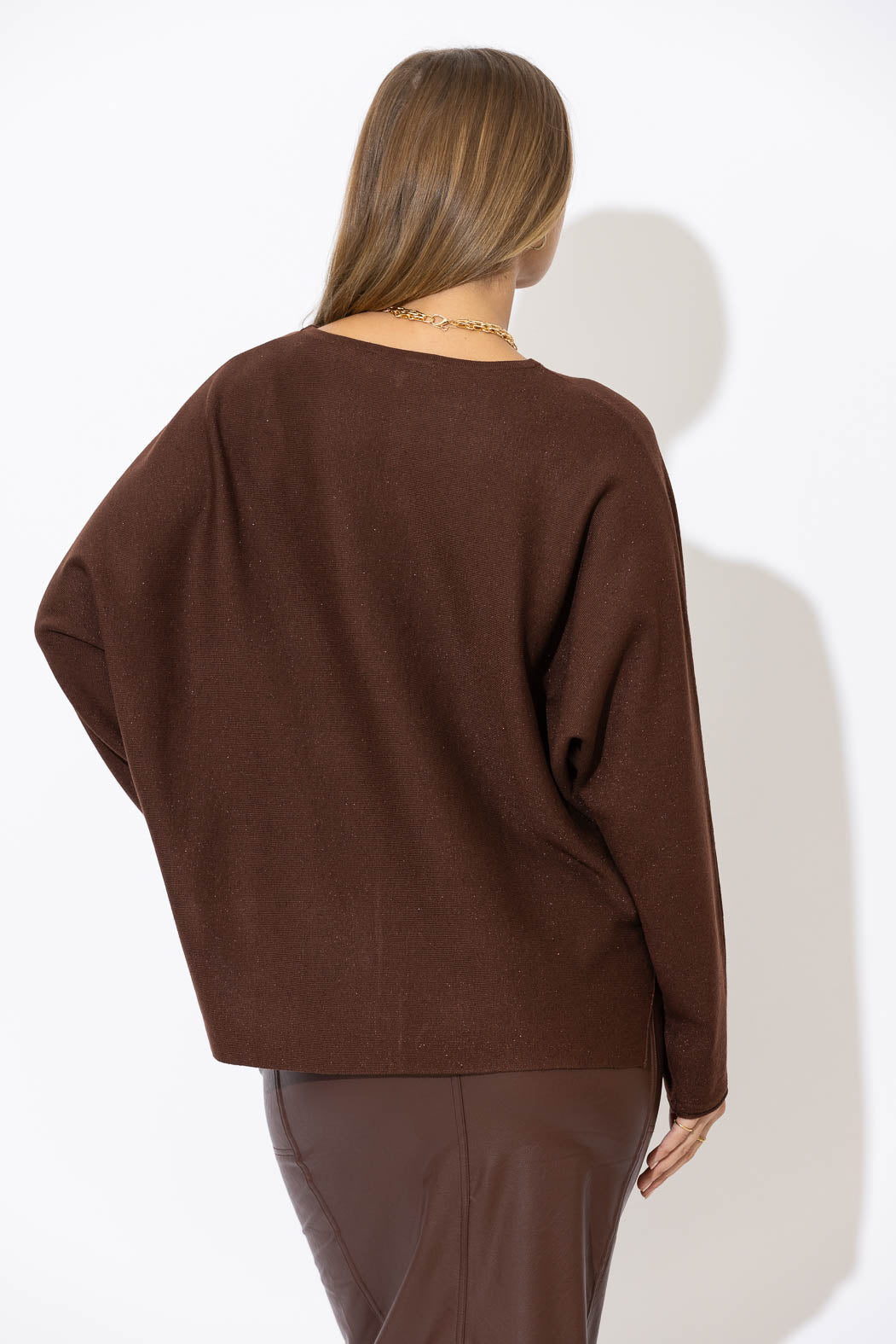 Chocolate Recycled Yarn Slouch Knit