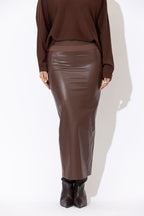 Mahogany Faux Leather Waist Shaper Miracle Skirt