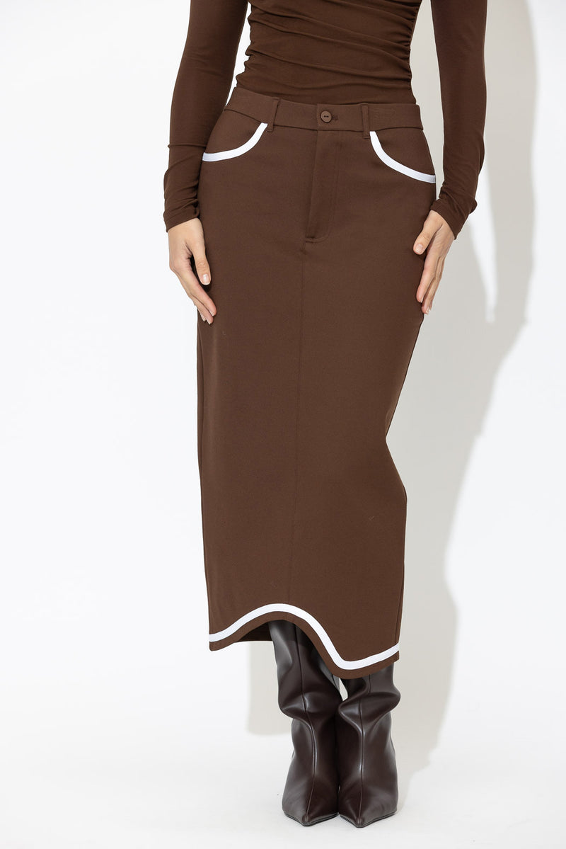 Chocolate Ponte Coco Skirt