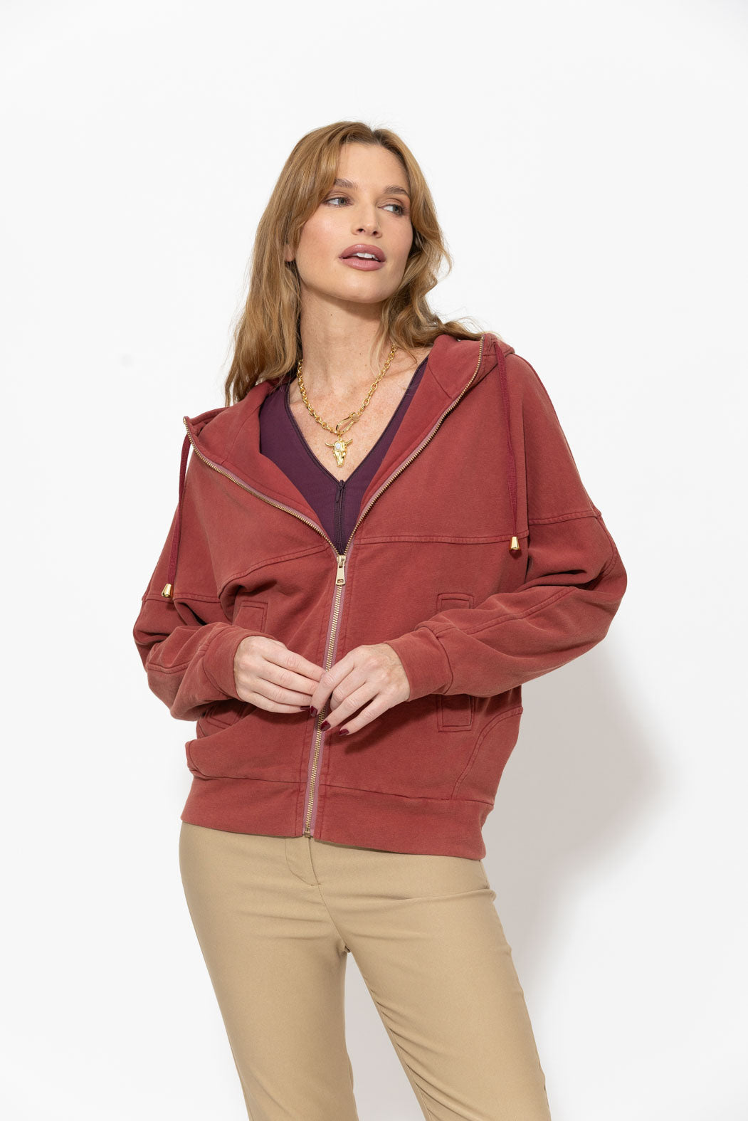 Soft Burgundy Washed Cotton Dolman Jacket