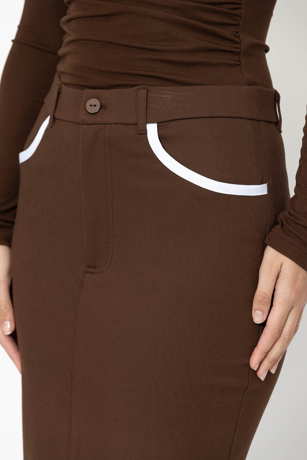 Chocolate Ponte Coco Skirt