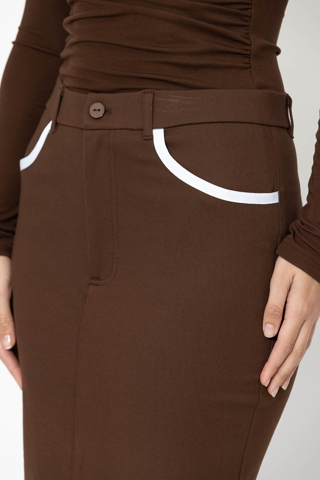 Chocolate Ponte Coco Skirt