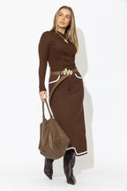 Chocolate Ponte Coco Skirt