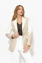 Ivory Faux Leather Mia Blazer