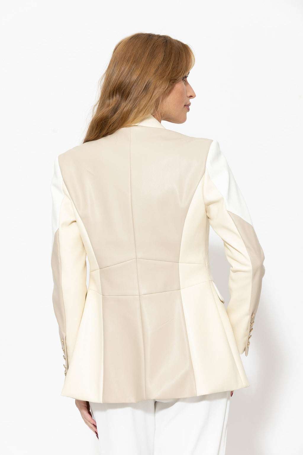 Ivory Faux Leather Mia Blazer