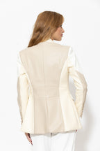 Ivory Faux Leather Mia Blazer