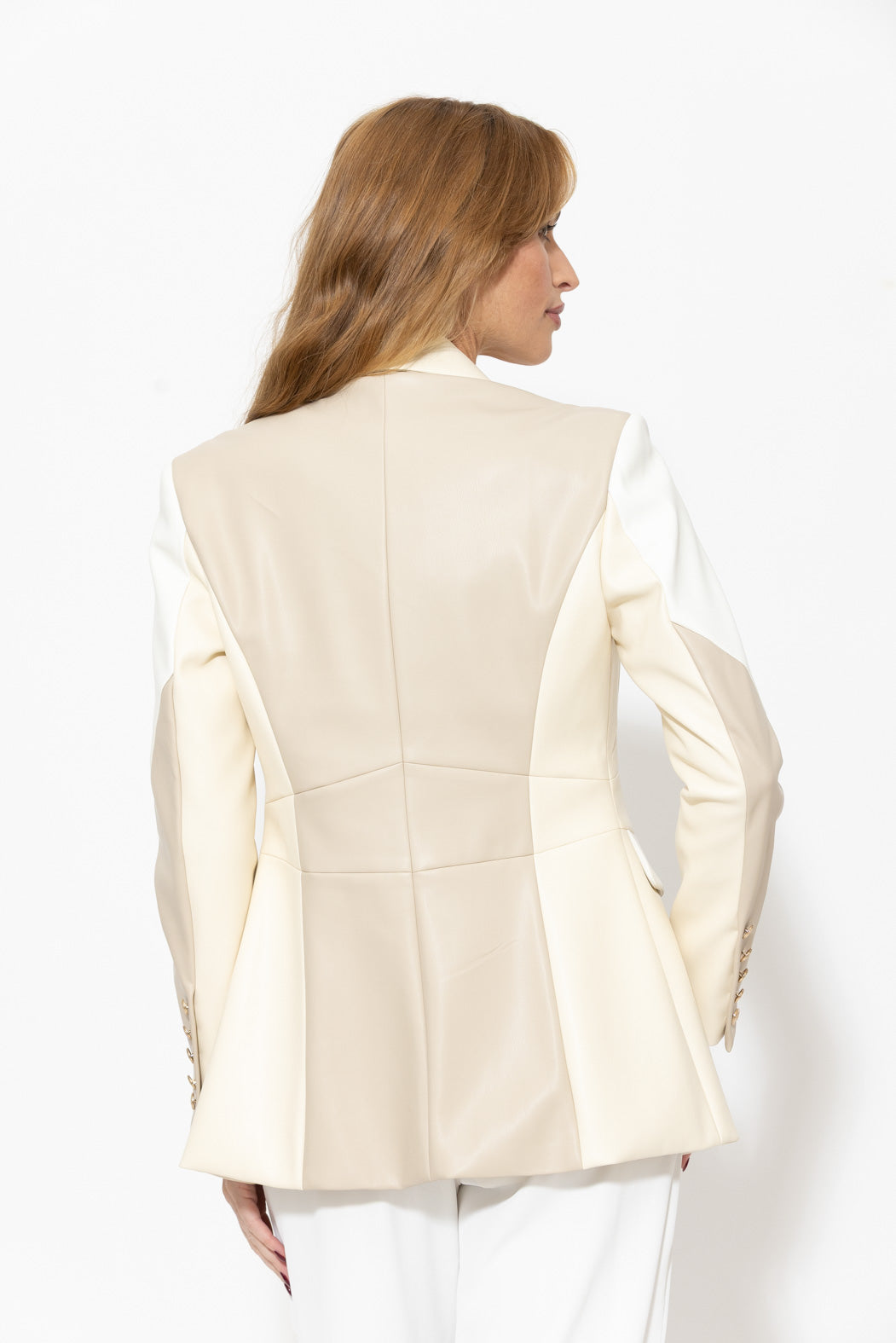 Ivory Faux Leather Mia Blazer