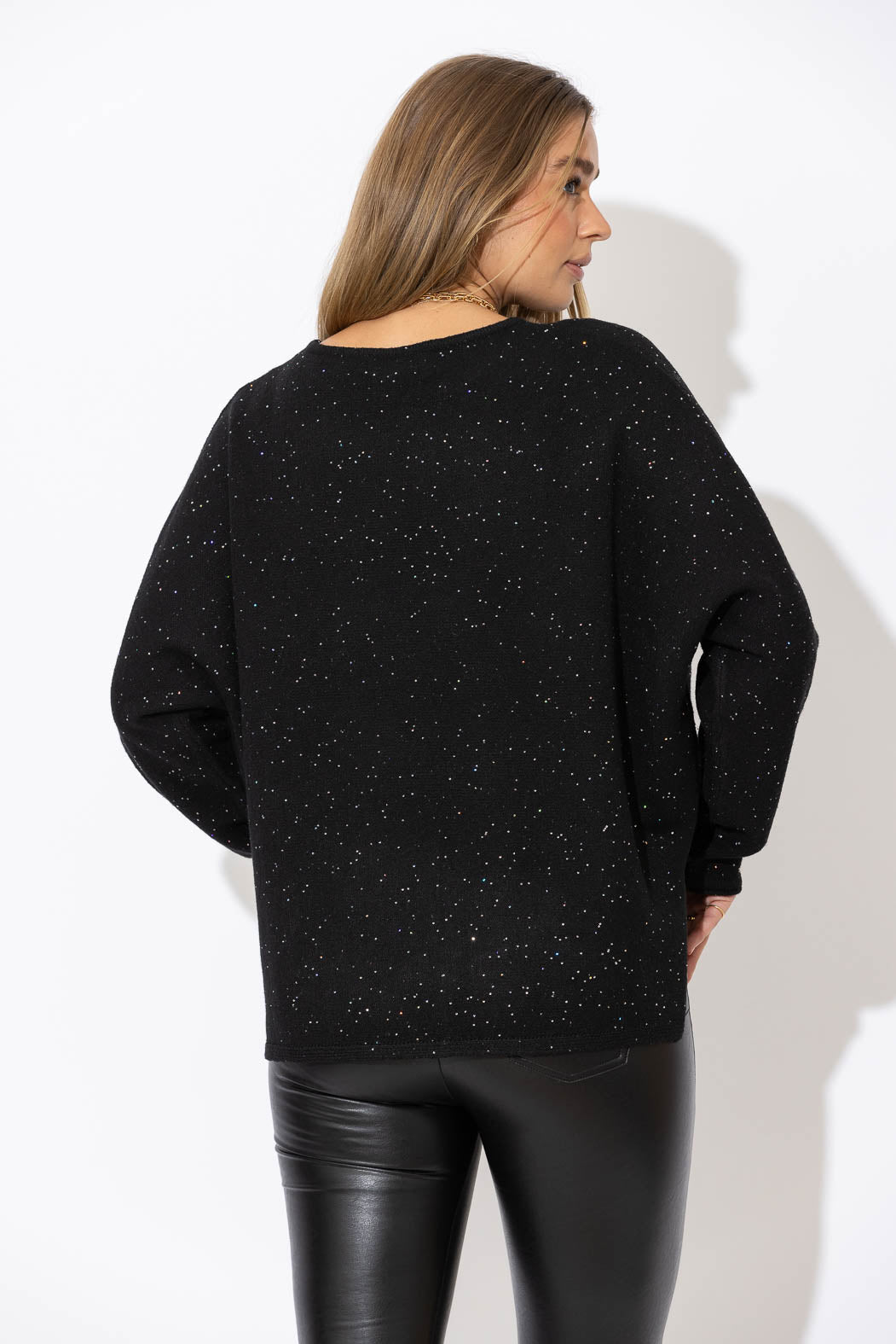 Black Recycled Yarn Slouch Knit