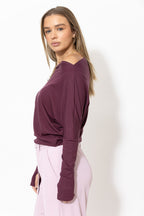 Cherry Tencel Drape Top