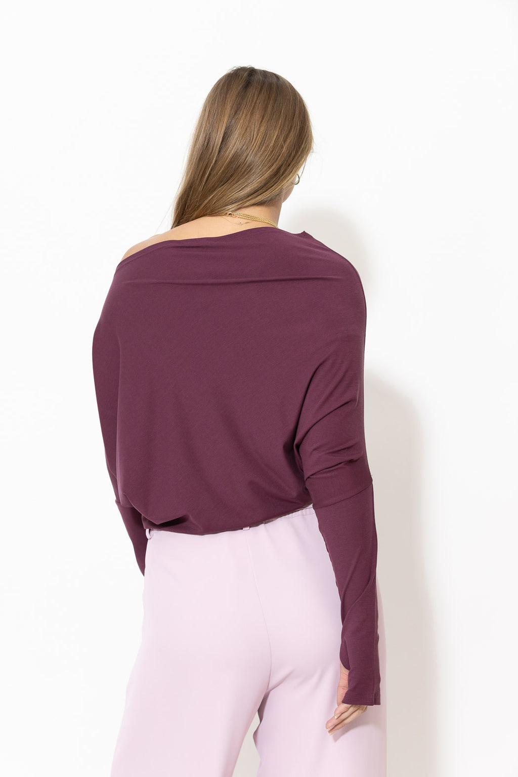 Cherry Tencel Drape Top