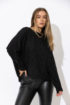Black Recycled Yarn Slouch Knit