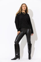 Black Recycled Yarn Slouch Knit