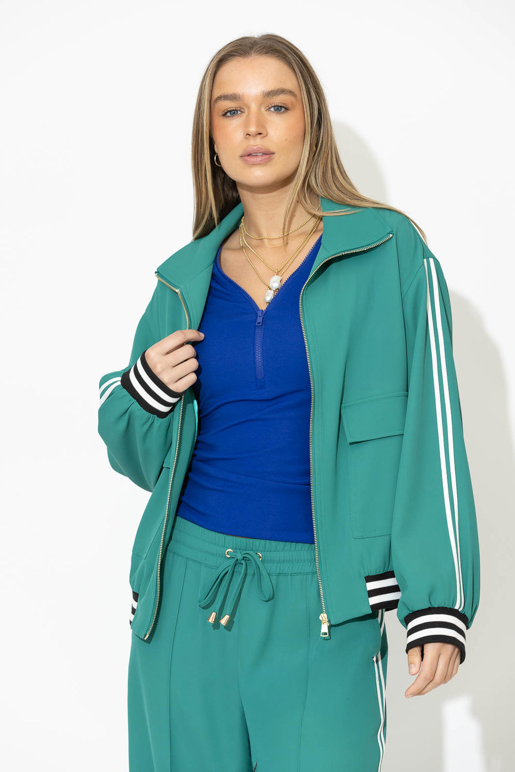 Teal Euro Athleisure Jacket