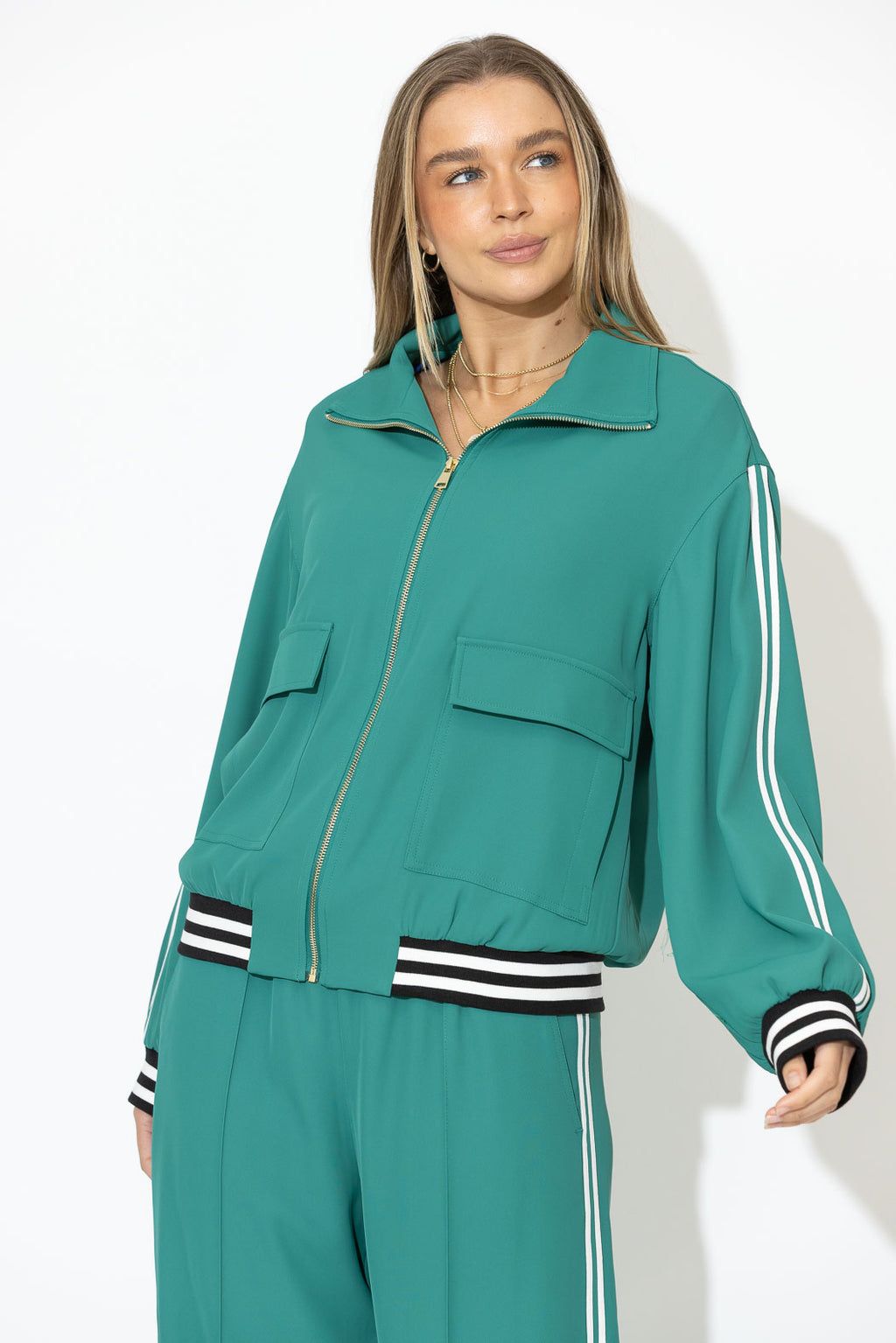 Teal Euro Athleisure Jacket