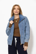 Mid Denim Bomber Jacket