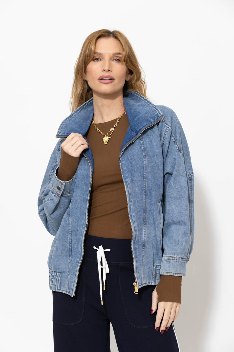 Mid Denim Bomber Jacket