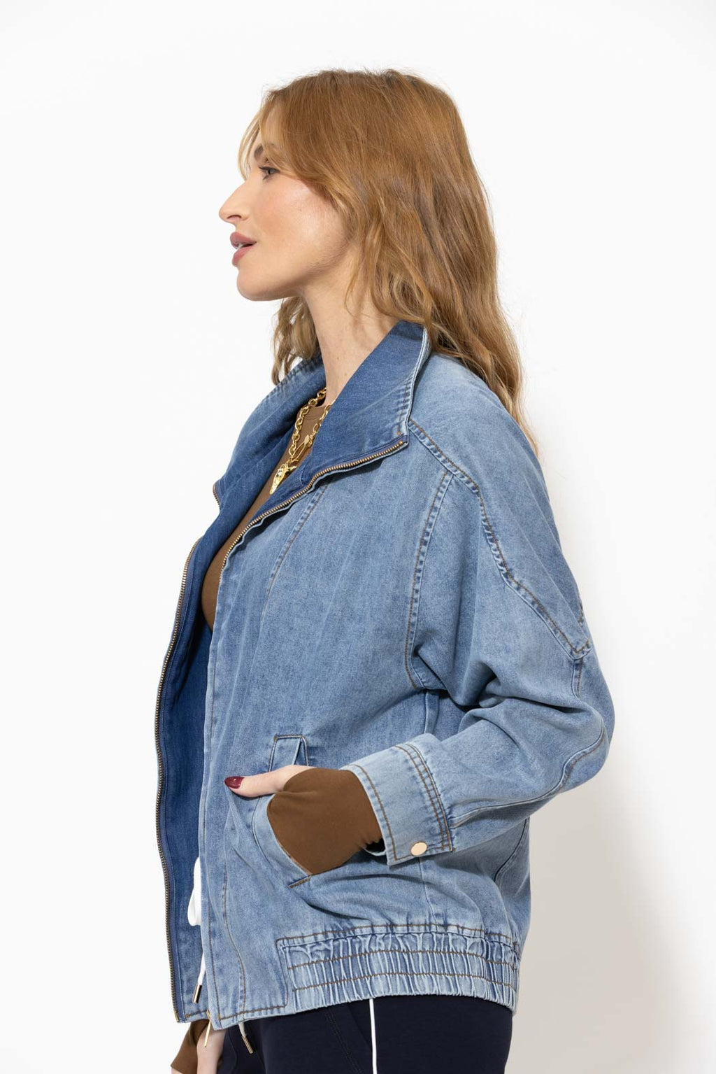Mid Denim Bomber Jacket