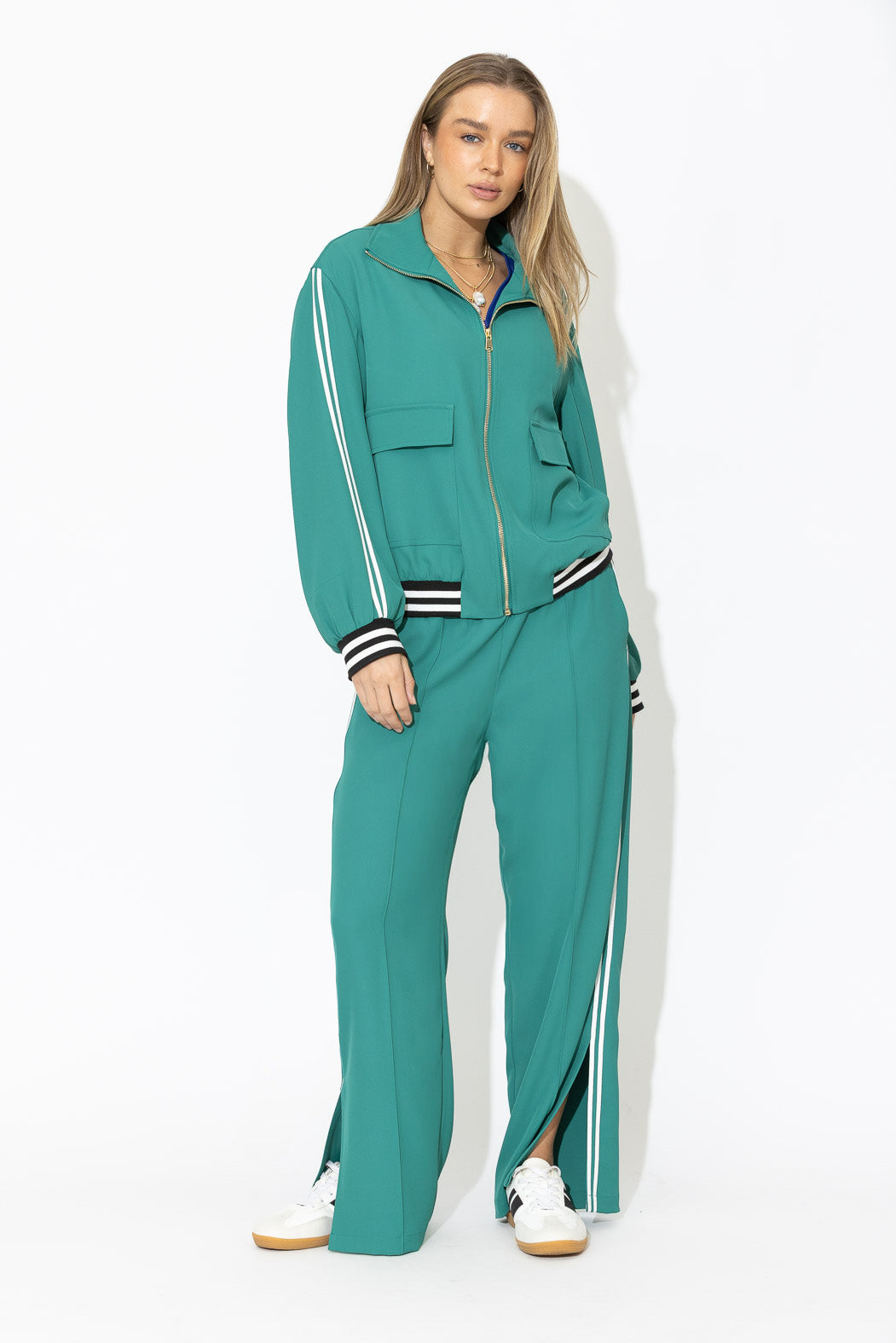 Teal Euro Pintuck Sport Pant