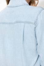 Washed Denim Rib Cuff Blogger Shirt