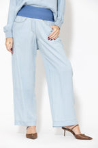Washed Denim Waist Shaper Wide Pant