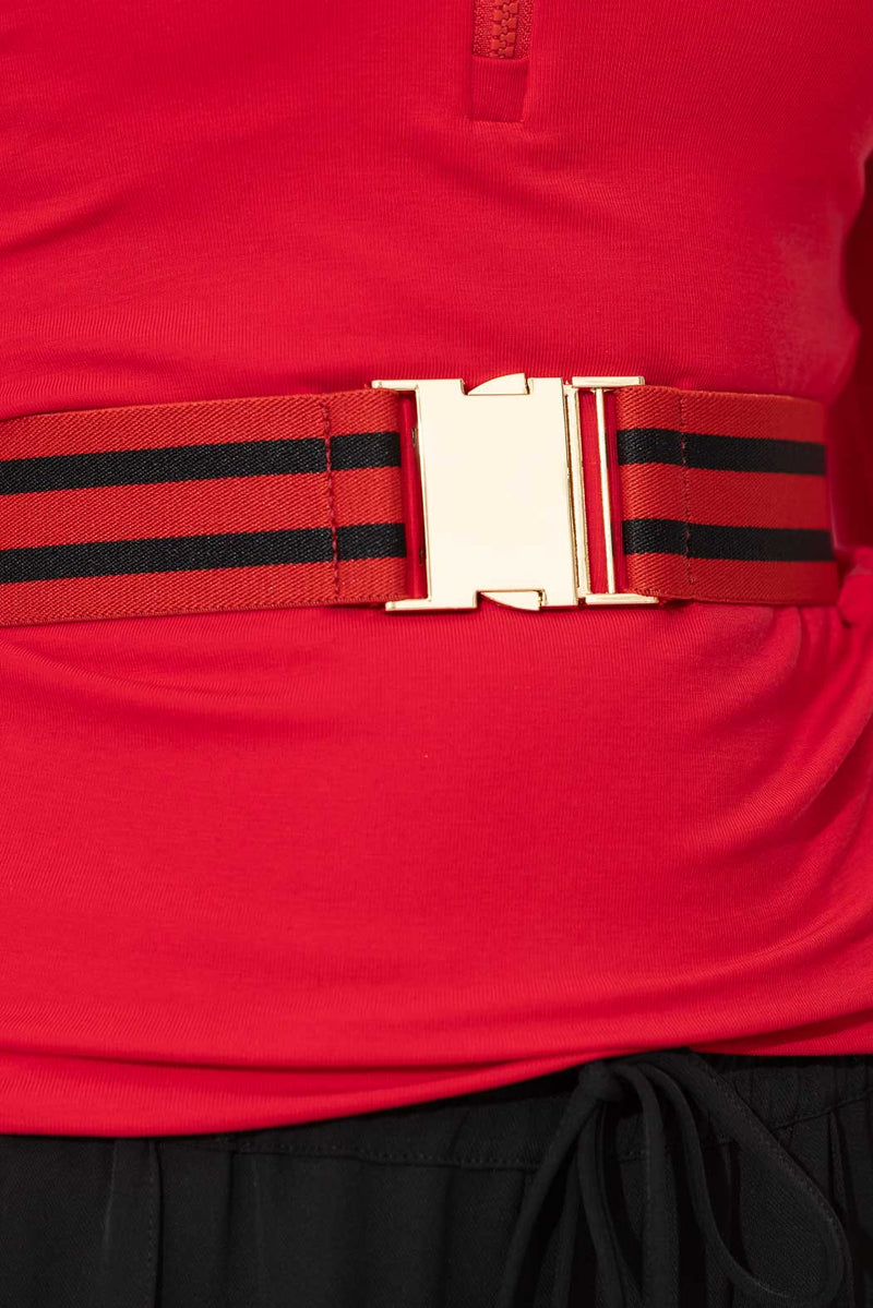 Red Stripe Elasticated Belt