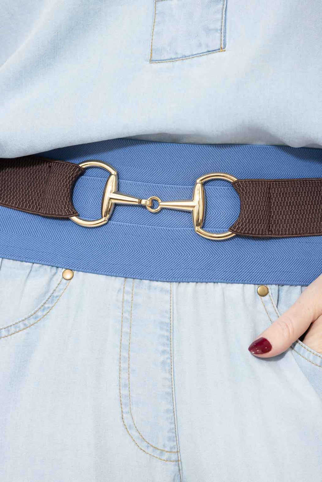 Chocolate Elasticated Horsebit Belt