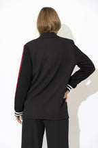 Black Euro Stripe Boyfriend Blazer