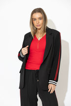 Black Euro Stripe Boyfriend Blazer