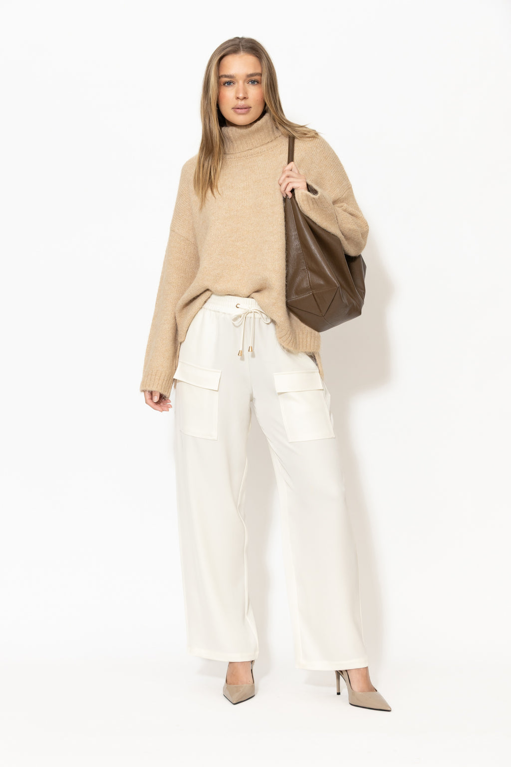Ivory Lustra Cargo Pant