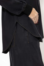 Washed Black Denim Rib Cuff Blogger Shirt