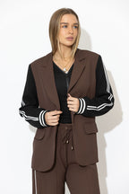 Chocolate Euro Stripe Boyfriend Blazer