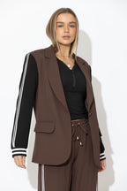Chocolate Euro Stripe Boyfriend Blazer