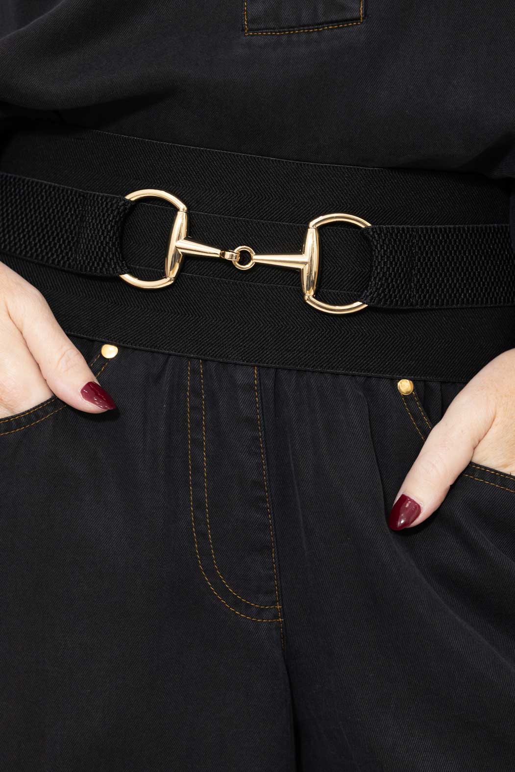 Black Elasticated Horsebit Belt