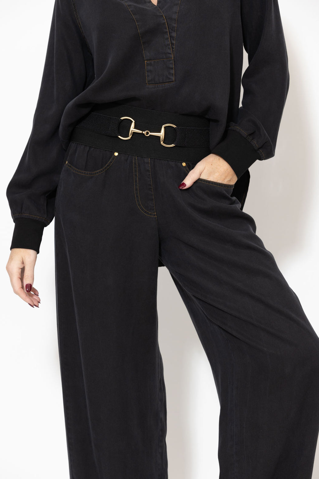 Black Elasticated Horsebit Belt