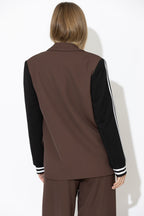 Chocolate Euro Stripe Boyfriend Blazer