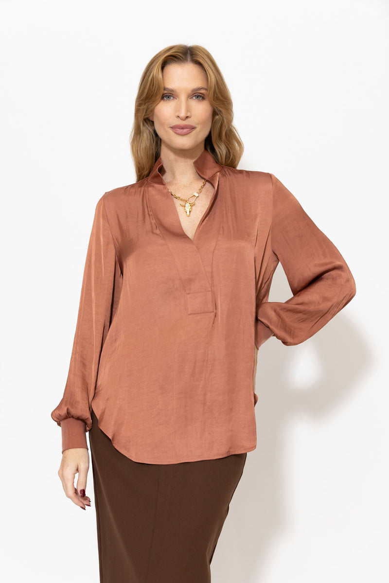 Terra Glow Rib Cuff Blogger Shirt