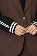 Chocolate Euro Stripe Boyfriend Blazer