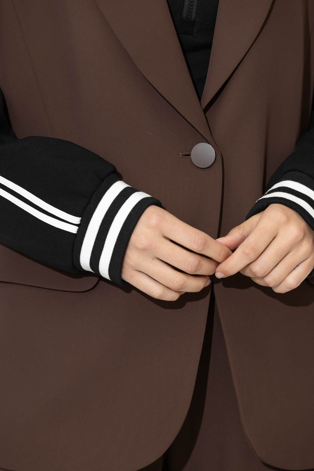 Chocolate Euro Stripe Boyfriend Blazer