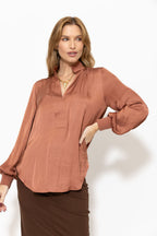 Terra Glow Rib Cuff Blogger Shirt