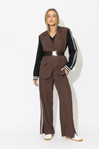 Brown Stripe Elasticated Belt