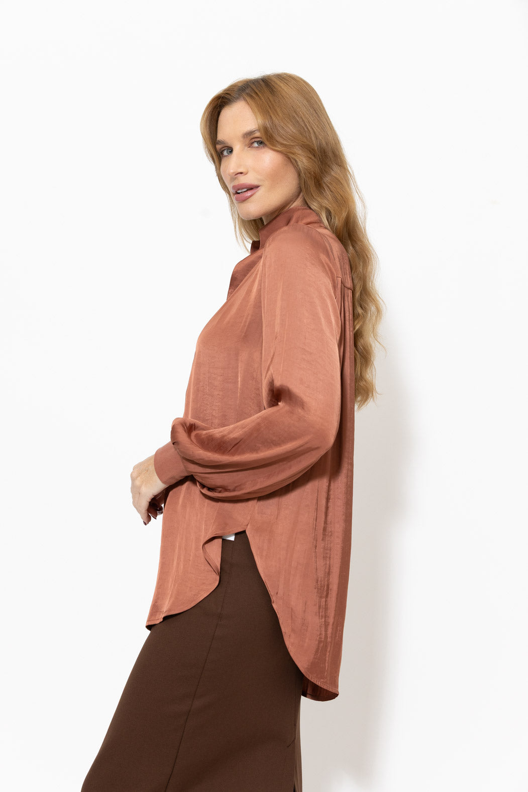 Terra Glow Rib Cuff Blogger Shirt